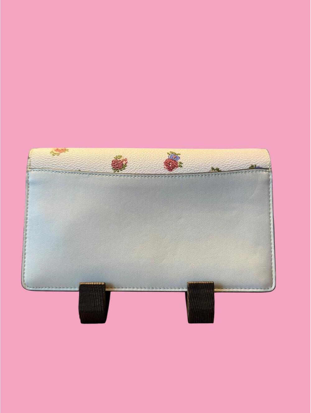 Coach Floral Leather Wallet on Chain Crossbody Clutch - Picture 5 of 6